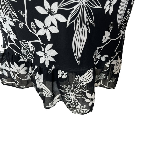 Y2K ALYN PAIGE Made in USA Size 11/12 MED Black & White Floral Halter Dress - Picture 7 of 10